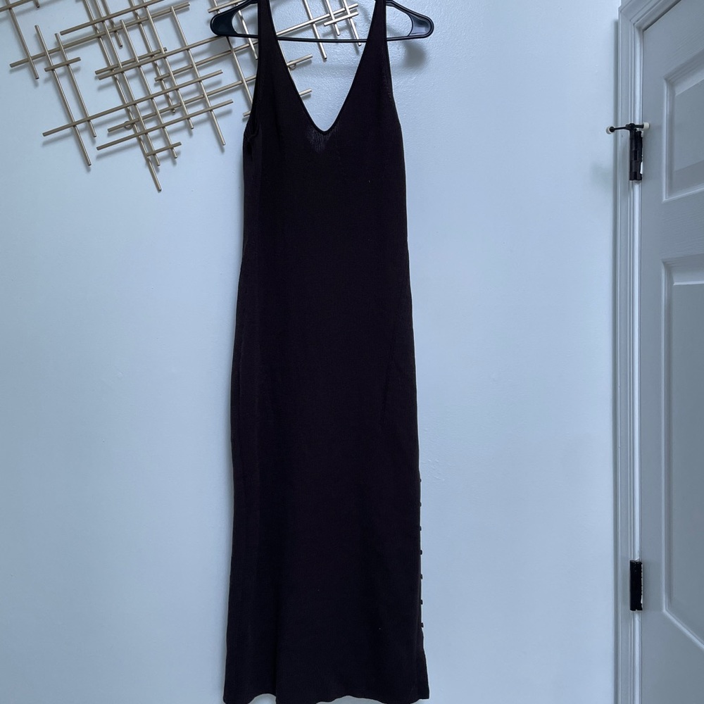 brown knit midi dress